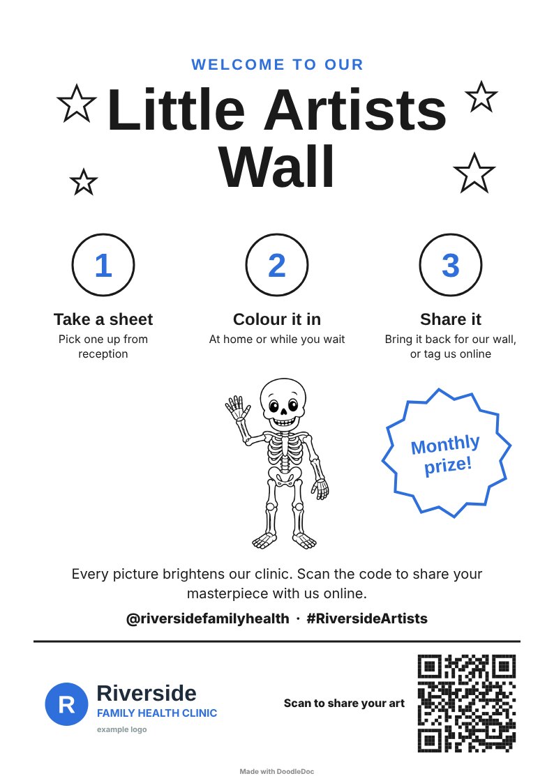 Little Artists Wall poster explaining the monthly competition